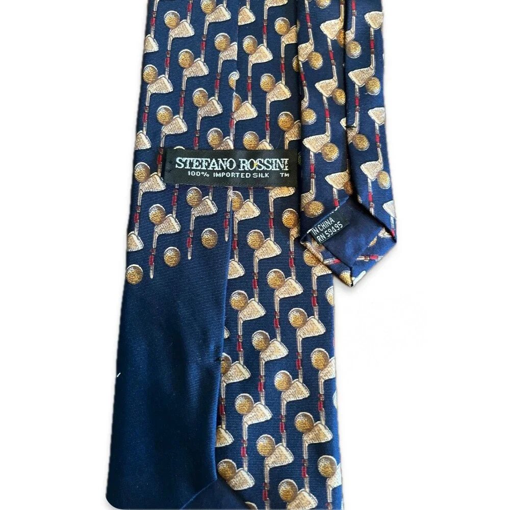 Stefano Rossini Silk Golf Tie Handmade Golf Clubs Pattern Necktie 58